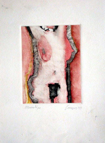 Monotipo1: Mujer 2 -1999 - Plancha 16x12cm - Papel 250g. Canson Guarro - VENDIDO